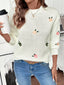 Flower Round Neck Long Sleeve Sweater