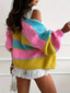 Color Block Drop Shoulder Cardigan