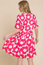BOMBOM Ruched Printed Half Sleeve Dress
