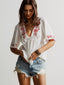 Embroidered Floral V-Neck Blouse