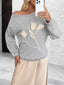 Floral Applique Boat Neck Sweatshirt