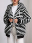 Striped Fuzzy Zip Up Hooded Outerwear