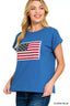 Zenana US Flag Round Neck Short Sleeve T-Shirt