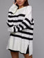 Side Slit Striped Oversized Knit Sweater