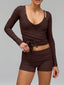 Long Sleeve Fitted T-Shirt and Shorts Set