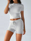 Round Neck Short Sleeve Top and Shorts Set