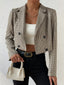 Plaid Lapel Collar Cropped Blazer