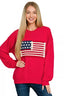 Zenana French Terry American Flag Pullover