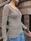 Striped Long Sleeve Henley T-Shirt