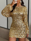 Sequin Long Sleeve Bodycon Mini Dress