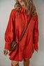 Pocketed Button Down Long Sleeve Shirt Dress