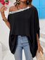 Sequined One Shoulder Batwing Sleeve Blouse
