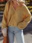 Lantern Sleeve Scallop V Neck Buttoned Front Cardigan