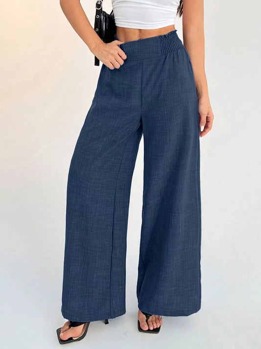 Elastic Waist Wide Leg Pants