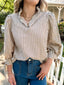 Striped Ruffled Neck Blouse with Tie Sleeves