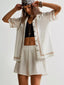 Button Up Short Sleeve Shirt and Shorts Set