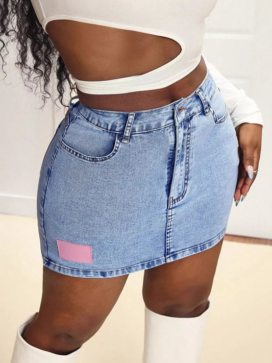 High Waist Mini Denim Skirt
