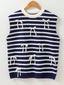 Stripe Knitted Bow Decor Sweater Vest