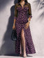 Full Size Leopard Sheer Mesh Long Sleeve Button-Down Maxi Dress Plus Size