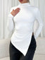 Asymmetrical Hem Mock Neck Top
