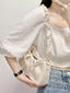 Pearl Embellished Ruched Shoulder Bag