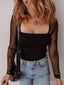 Mesh Sleeve Square Neck Bodysuit
