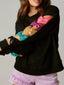 Sequin Bow Cutout Round Neck Sweatshirt
