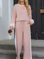 Contrast Trim Round Neck Top and Pants Set