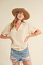Aemi + Co Side Slit Johnny Collar Short Sleeve Cotton Gauze Blouse