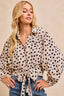 BiBi Polka Dot Print Tie Hem Detail Crop Shirt