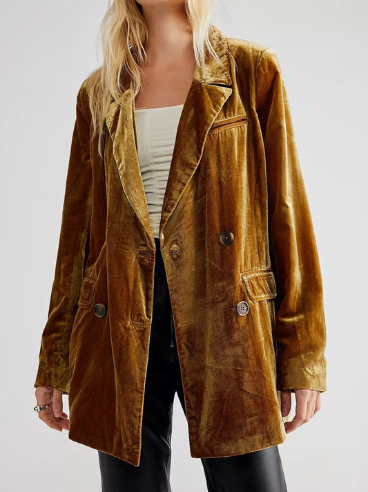 Lapel Collar Button Up Blazer