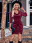 Velvet Cowl Neck Ruched Bodycon Dress