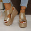 Peep Toe Cut Out Wedge Sandals