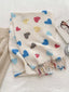 Heart Patterned Tassel Scarf
