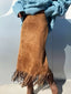 Suede Fringe Midi Skirt