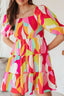 Smocked Printed Puff Sleeve Mini Dress