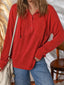 Twist Ribbed Half Button Collared Drawstring Top