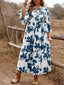 Floral Print Button Front Tiered Dress