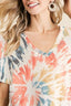 BiBi Tie Dye Print Terry V Neck Top