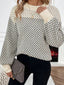 Contrast Color Pattern Lantern Sleeve Sweater
