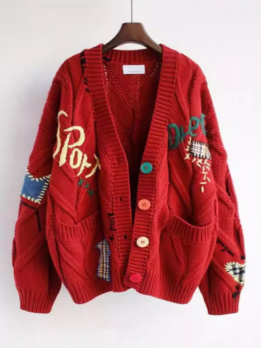 V-Neck Button Down Knit Cardigan