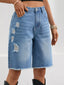 Ripped Frayed Hem Denim Shorts