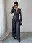 Button-Up Shirt & Wide Leg Pants Set