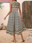 Plus Size Floral Print Sleeveless Midi Dress