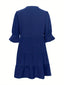 Tiered Notched Half Sleeve Dress