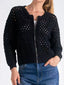 Full Size Zip Up Long Sleeve Cardigan with Eyelet Detail Plus Size