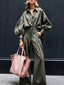 Lantern Sleeve Shirt and Wide Leg Pants Set