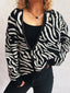 Zebra Print Zip Up Cardigan