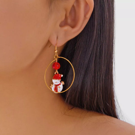 18K Gold-Plated Christmas Snowman Earrings