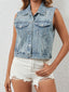 Rhinestone Embellished Sleeveless Denim Jacket